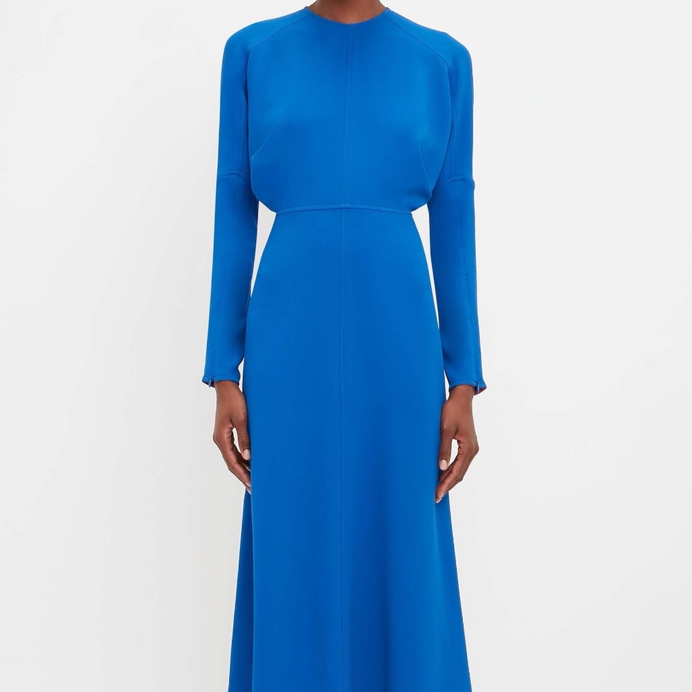 Victoria Beckham Dolman Long Sleeve Cady Midi Dress